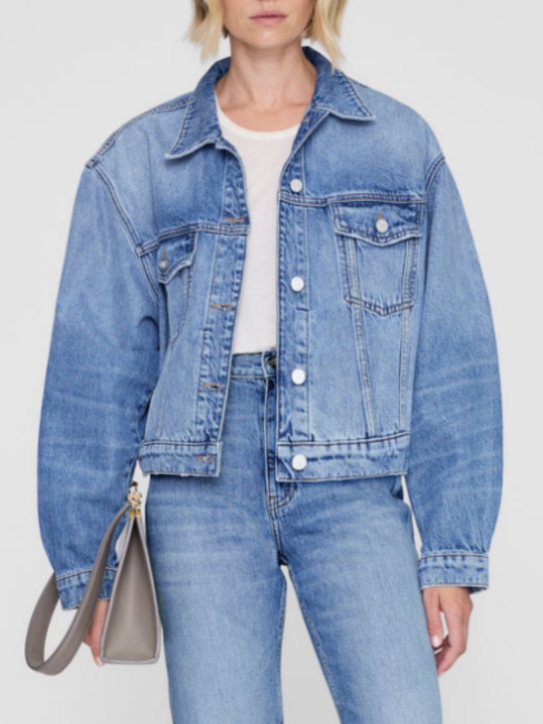 Anine Bing Quincy Denim Jacket Cascade Blue Size S